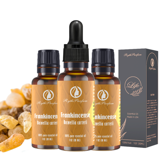 RythParfum Frankincense Oil (3PACK of 1oz) with 3 DROPPER|100% Pure Quality Undiluted Oil with Euro Dropper for Diffuser,Humidifier,Refreshing,Aromatherapy|American Dropper for Face,Hair, Skin,Massage