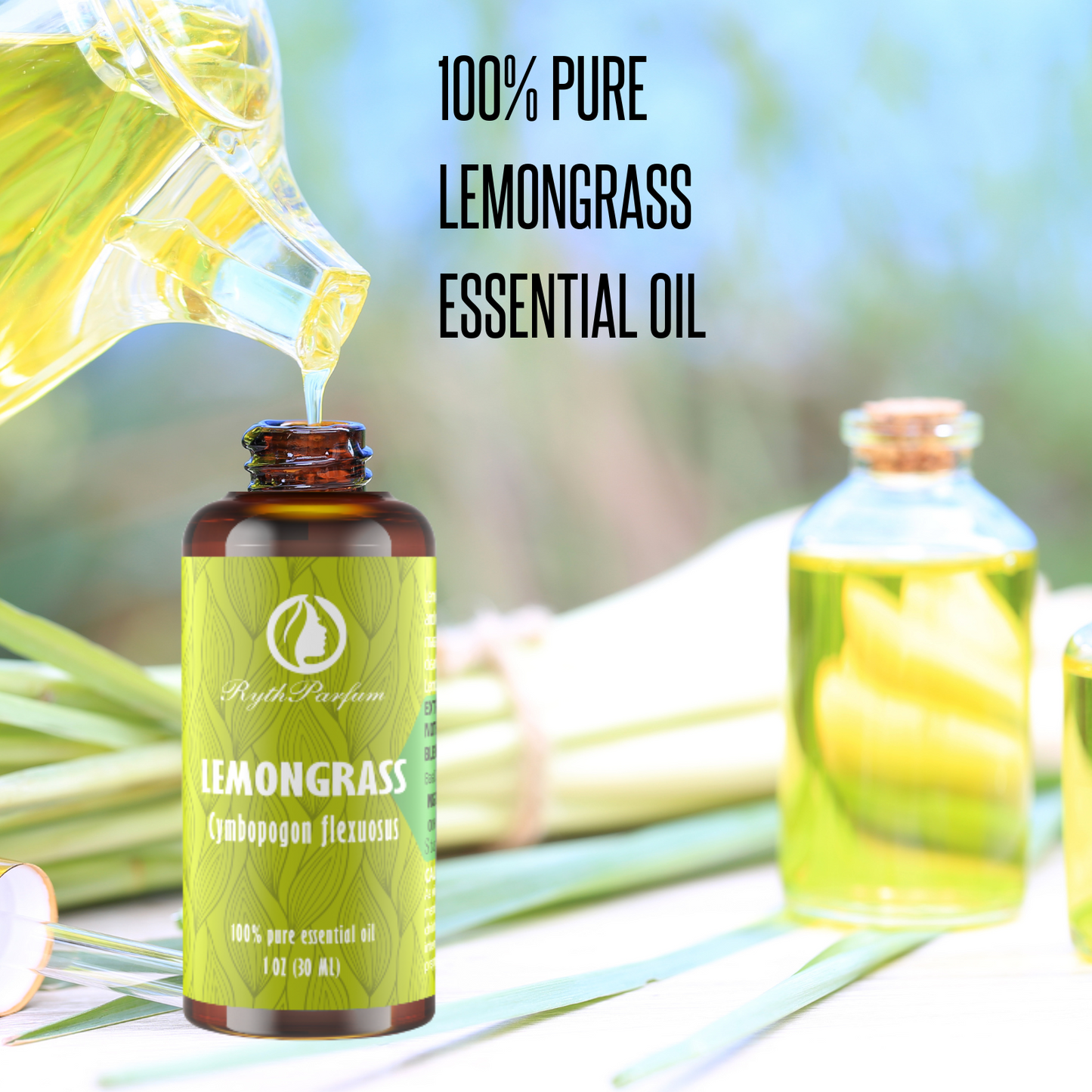 RythParfum Lemongrass Oil (3PACK of 1oz) with 3 Dropper|100% Pure Quality Undiluted Oil with Euro Dropper for Diffuser,Humidifier,Refreshing,Aromatherapy|American Dropper for Face,Hair, Skin,Massage